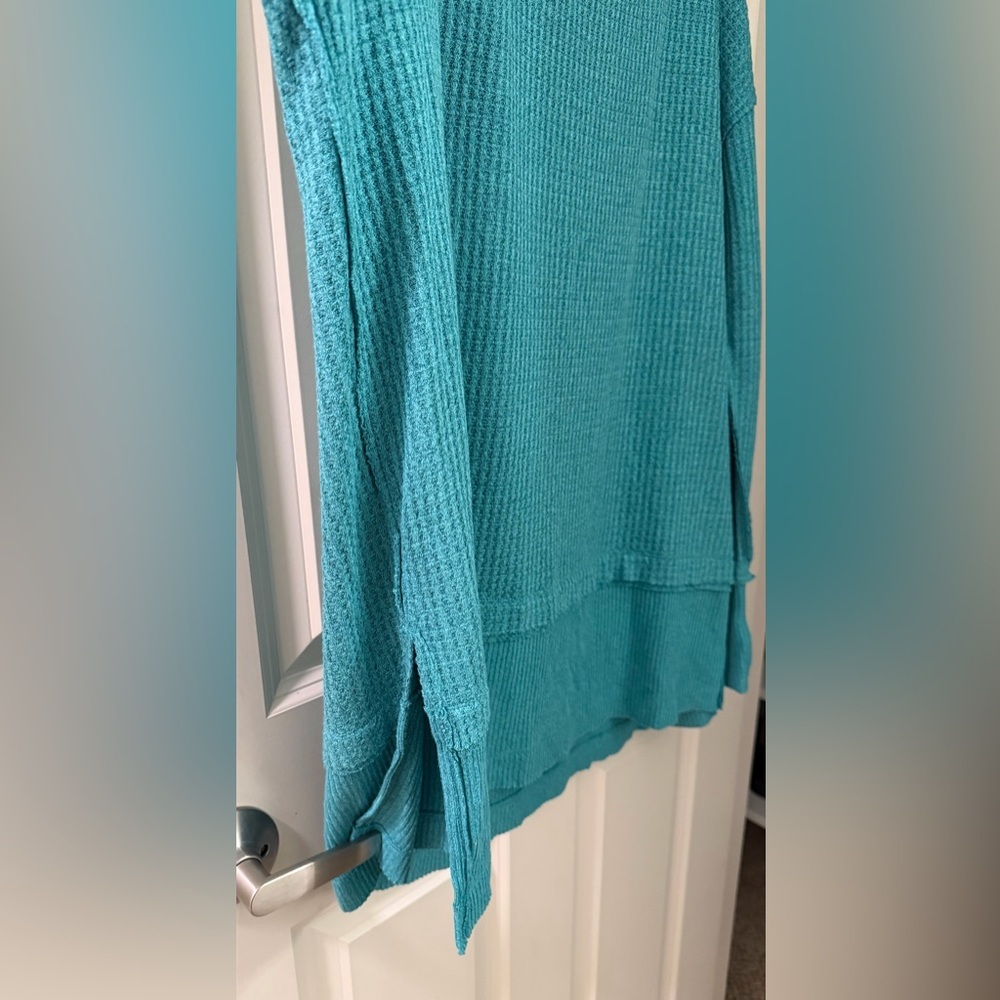 We The Free/Free People North Shore Thermal Tunic Top in Turquoise, Small - Picture 11 of 14